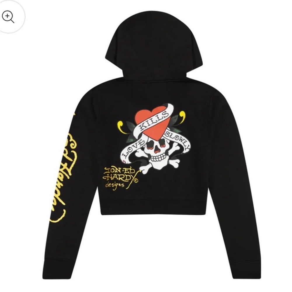 Ed Hardy Love Kills Slowly Matching Set Hoodie & Sweatpants Y2K Black Size S - Picture 5 of 11